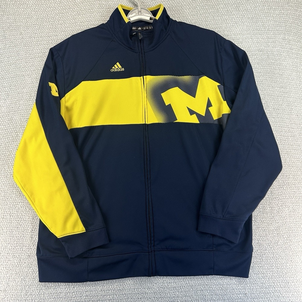 Adidas Sweatshirt Men's 2XL Blue Michigan Wolverines ClimaWarm Full Zip NCAA